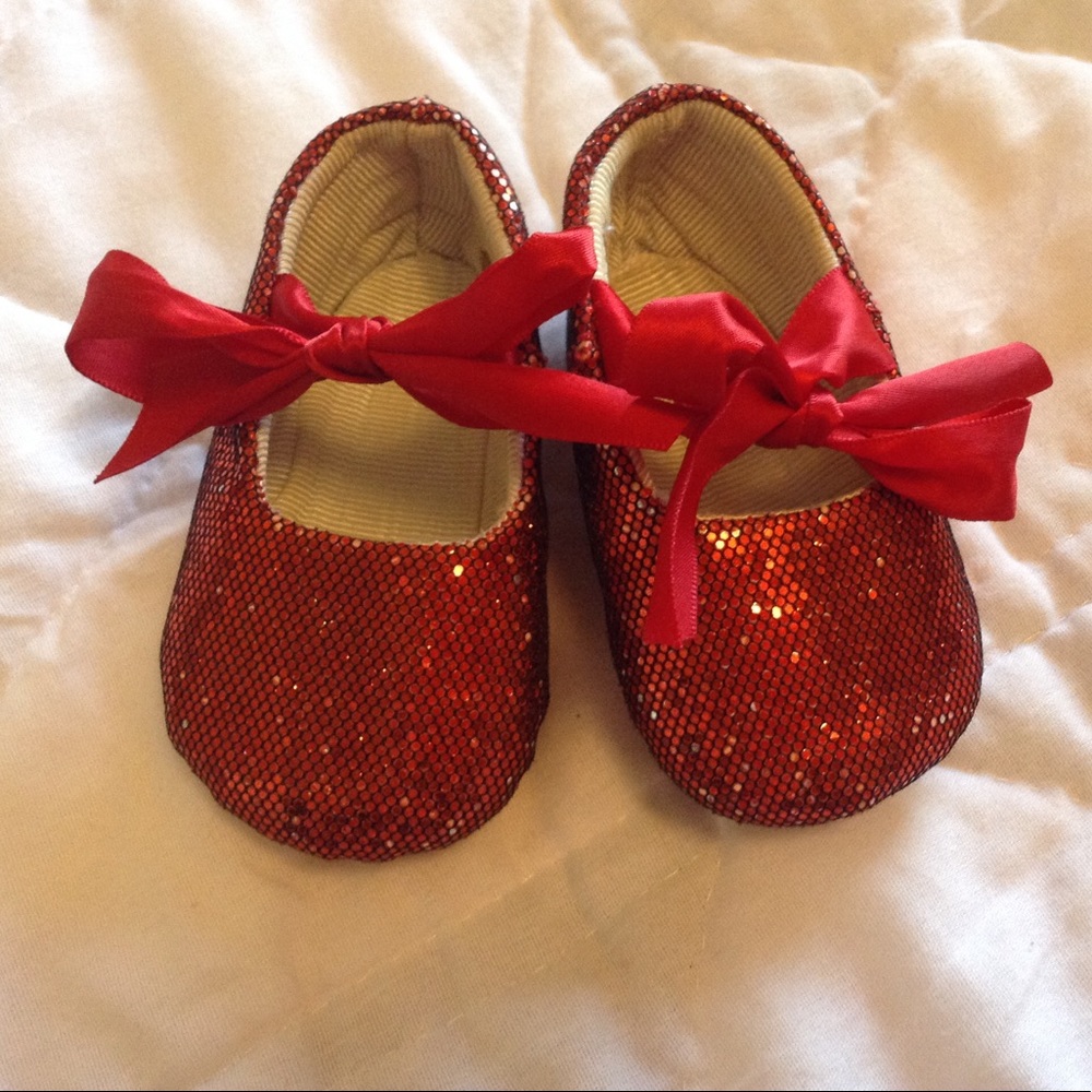 Baby size 2 red sparkle shoes